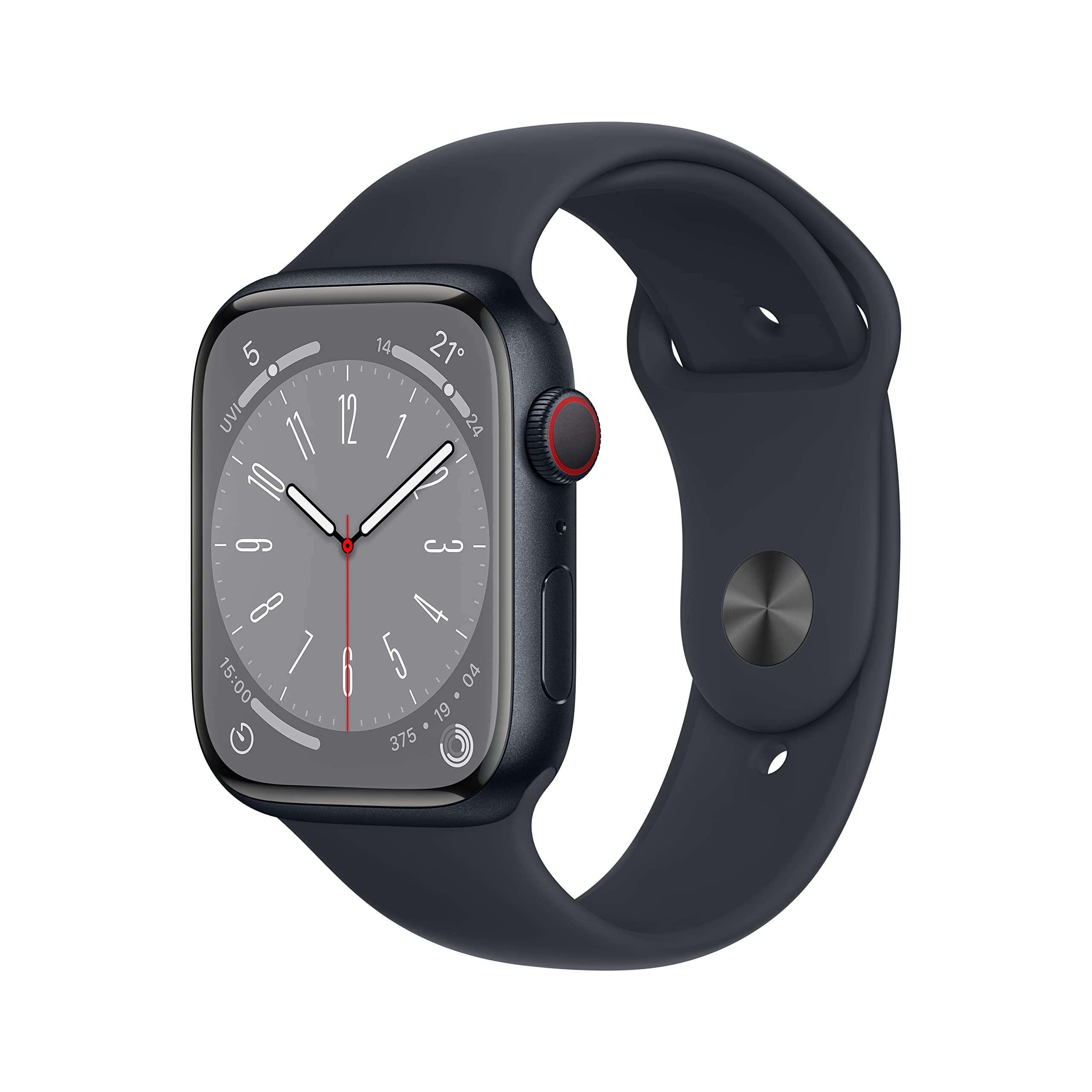 Apple Watch Series 8 (GPS + Cellular, 45mm) Smartwatch - Aluminiumgehäuse Mitternacht mit Sportarmband Mitternacht - Einheitsgröße (Generalüberholt) GPS + CELLULAR 45mm - Armband für 140–220 mm Umfang Aluminium: Mitternacht Angebot bei HelloDeals
