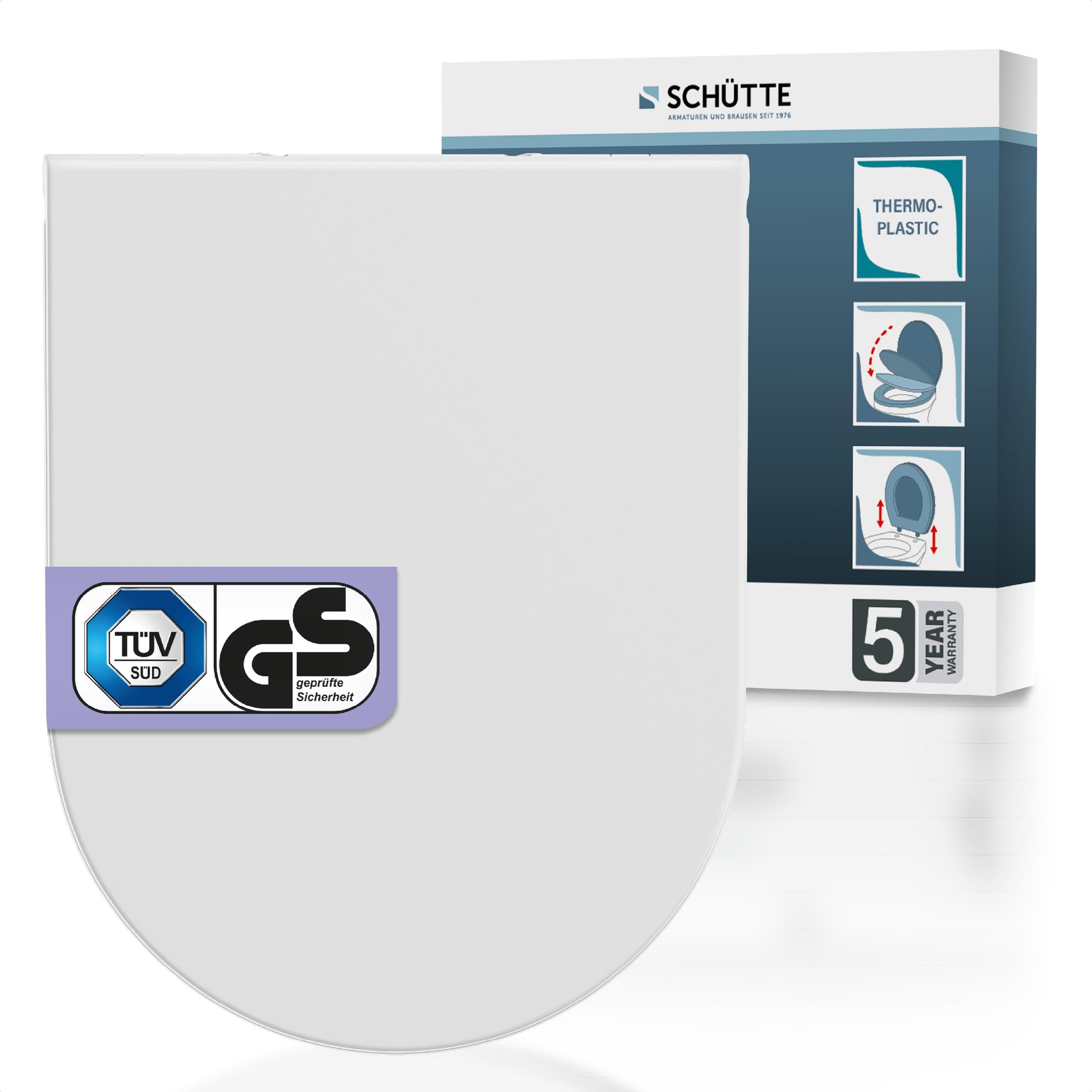 D-Form WC-Sitz mit Absenkautomatik TÜV-geprüft | Abnehmbarer Klodeckel aus bruchsicherem Material | Einfache DIY Montage durch Montageschablone | Toilettendeckel und Brille bis 500 kg belastbar | Weiß Angebot bei HelloDeals