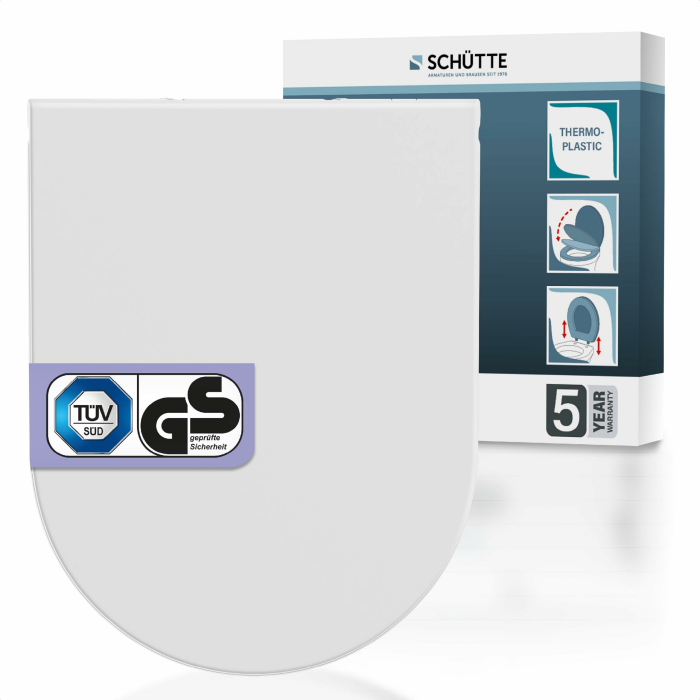 D-Form WC-Sitz mit Absenkautomatik TÜV-geprüft | Abnehmbarer Klodeckel aus bruchsicherem Material | Einfache DIY Montage durch Montageschablone | Toilettendeckel und Brille bis 500 kg belastbar | Weiß Angebot bei HelloDeals
