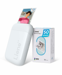 Liene Pearl K100 Mini Fotodrucker für Smartphone(5x7,6cm) - mit 50 Blatt Zink-Fotopapier mit Kleberückseite, 300DPI Bluetooth Sofortbilddrucker kompatibel mit iOS & Android, Integrierter Akku Fotodrucker(Weiß)/50 Zink Klebefotopapier Angebot bei HelloDeals