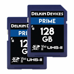 Delkin Prime SD Karte für Digitalkamera, 128 GB, SDXC UHS-II (U3/V60), Hochleistungs SDKarte, 8K, 4K, Full HD,SD Speicherkarte, 128 GB, 2 Stück 128GB Twin Pack Angebot bei HelloDeals