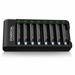 POWEROWL Akku Ladegerät mit AA Akku 2800mah 8 Stück, AA Akkuladegerät 8 Steckplatz Universal Batterieladegerät für NI-MH AA AAA Wiederaufladbare Batterien Ladegerät+8 AA Angebot bei HelloDeals