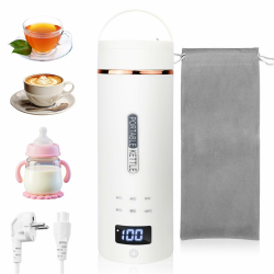 Reisewasserkocher Klein 500ML - 6 in 1 Reise Wasserkocher mit Temperaturanzeige, Mini Tragbarer Elektrische Wassertasse - 316 Edelstahlliner, Automatisches Schließen für Tee, Kaffee, Babymilch (Beige) Angebot bei HelloDeals