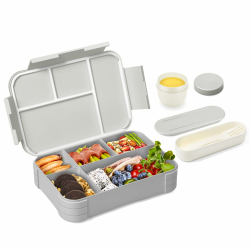 Brotdose Kinder mit Fächern,1200ml Auslaufsichere Bento-Box, Kinder-Lunchbox,Auslaufsicher Fächern,Jausenbox Brotbox für,Mädchen & Jungen,Mikrowelle/spülmaschinenfest (Grey) Angebot bei HelloDeals