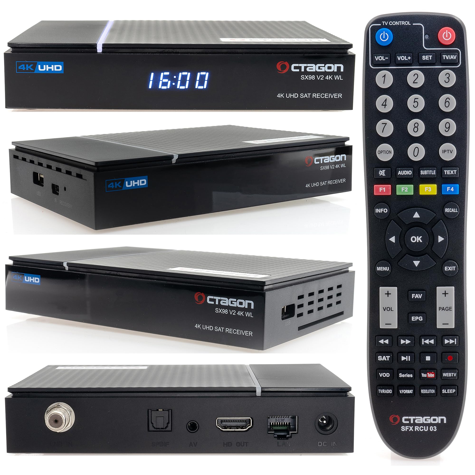 OCTAGON SX98 V2 4K UHD Linux Sat Receiver mit WLAN Mediathek YouTube Internet Radio, Ful HD HDMI, Satelliten Receiver HD-Receiver, Digital Sat-Receiver für Satellitenschüssel Satellit Fernseher Angebot bei HelloDeals