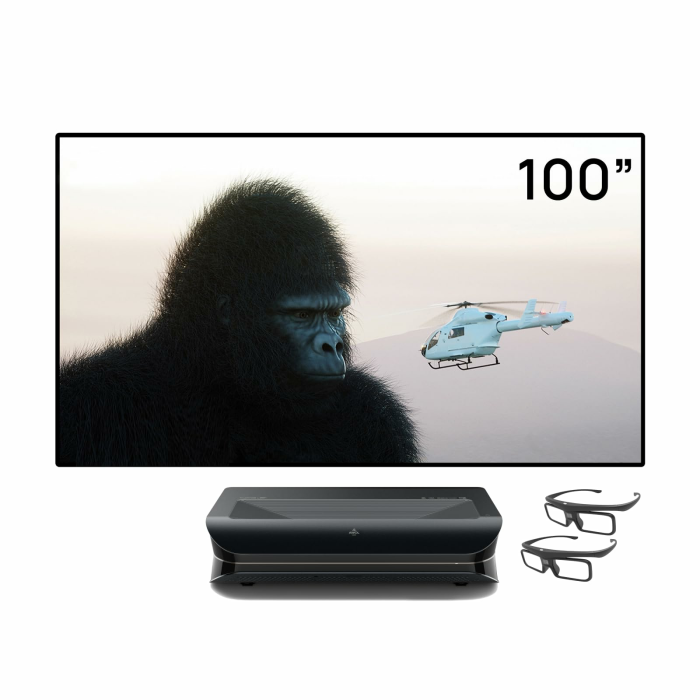 AWOL VISION Heimkino Bundle – Enthält LTV-3000 Pro 4K Ultrakurzdistanz Laser Beamer + 100" Mattweiße Leinwand + DLP Link 3D-Brille (2er-Pack) Angebot bei HelloDeals