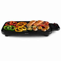 Tefal Plancha Booster Tischgrill, 2200 W, extra große Grillfläche, Boost-Zone, 6 Temperaturstufen, durchgängige Grillplatten, inklusive Fettablaufrinne, Thermo-Spot, Schwarz, CB6428 Angebot bei HelloDeals