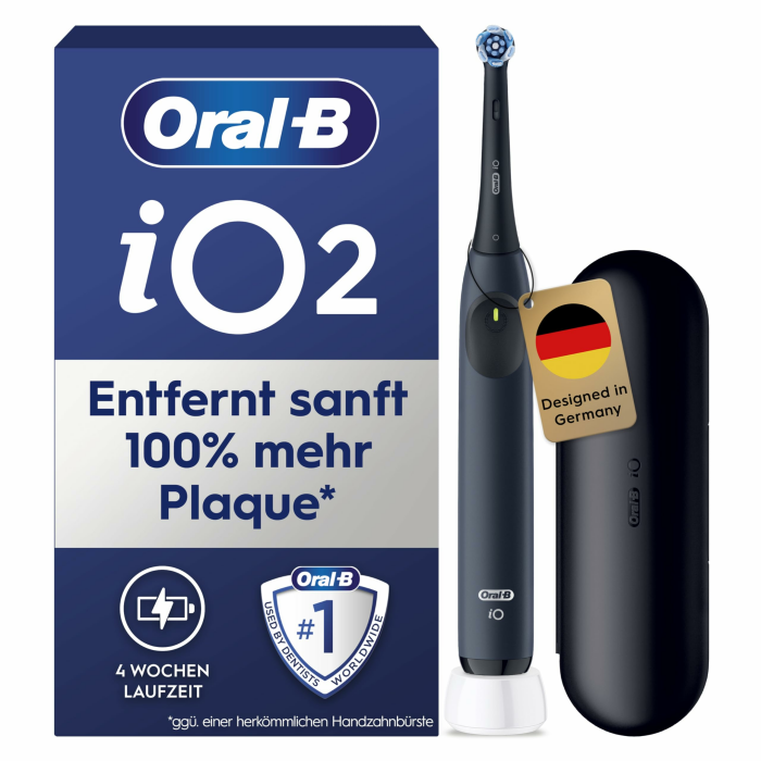 Oral-B iO Series 2 Elektrische Zahnbürste — Electric Toothbrush, Inkl. 1 Aufsteckbürste, 3 Putzmodi für Zahnpflege, Reise-Etui — Zahnbürste Elektrisch, Designed by Braun, Blau Ocean Blue Einzelpack 1 Bürste + 1 Kopf Angebot bei HelloDeals