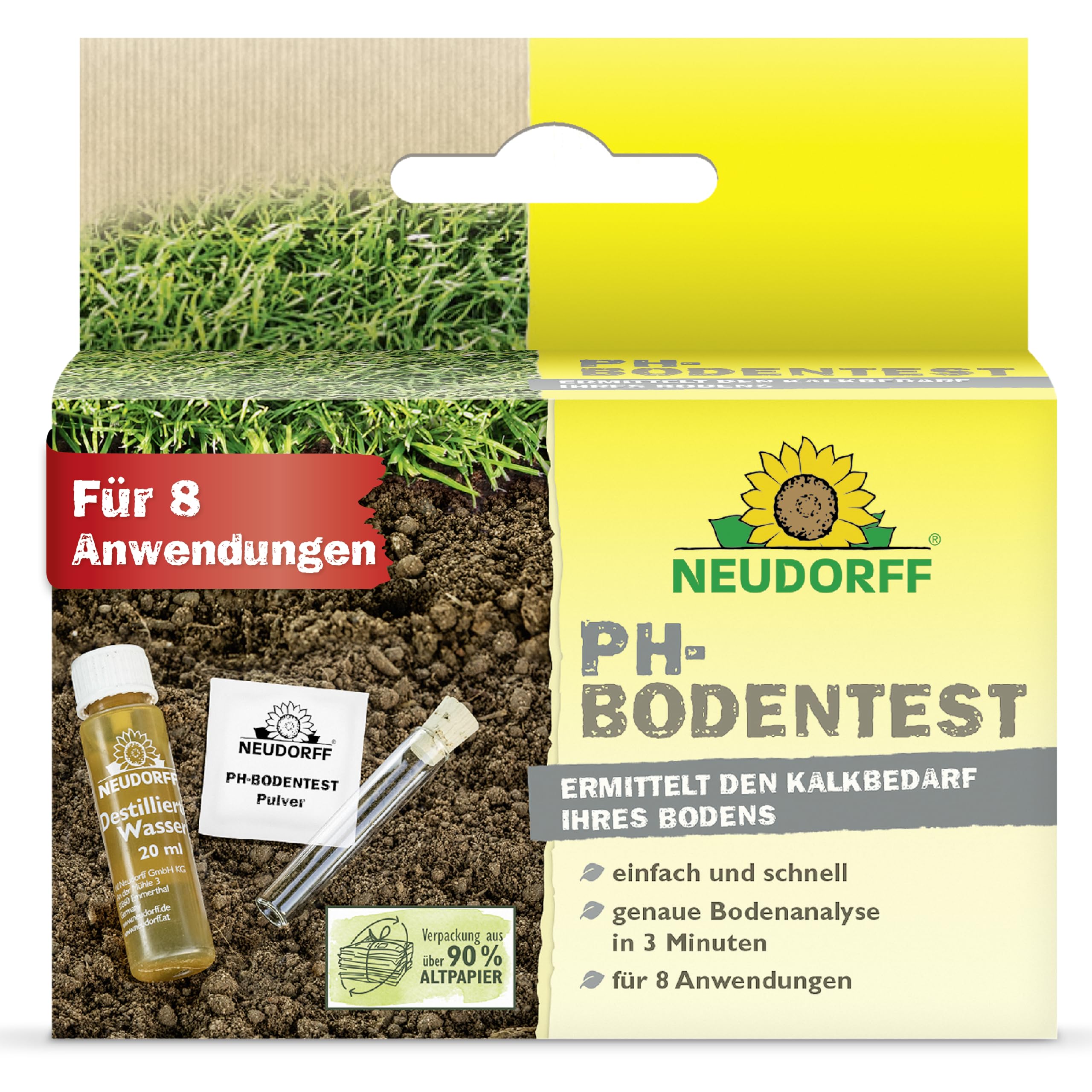 Neudorff pH-Bodentest – Zur einfachen und schnellen Ermittlung des pH-Wertes von Kulturböden und des Kalkbedarfs, 1 Set Angebot bei HelloDeals