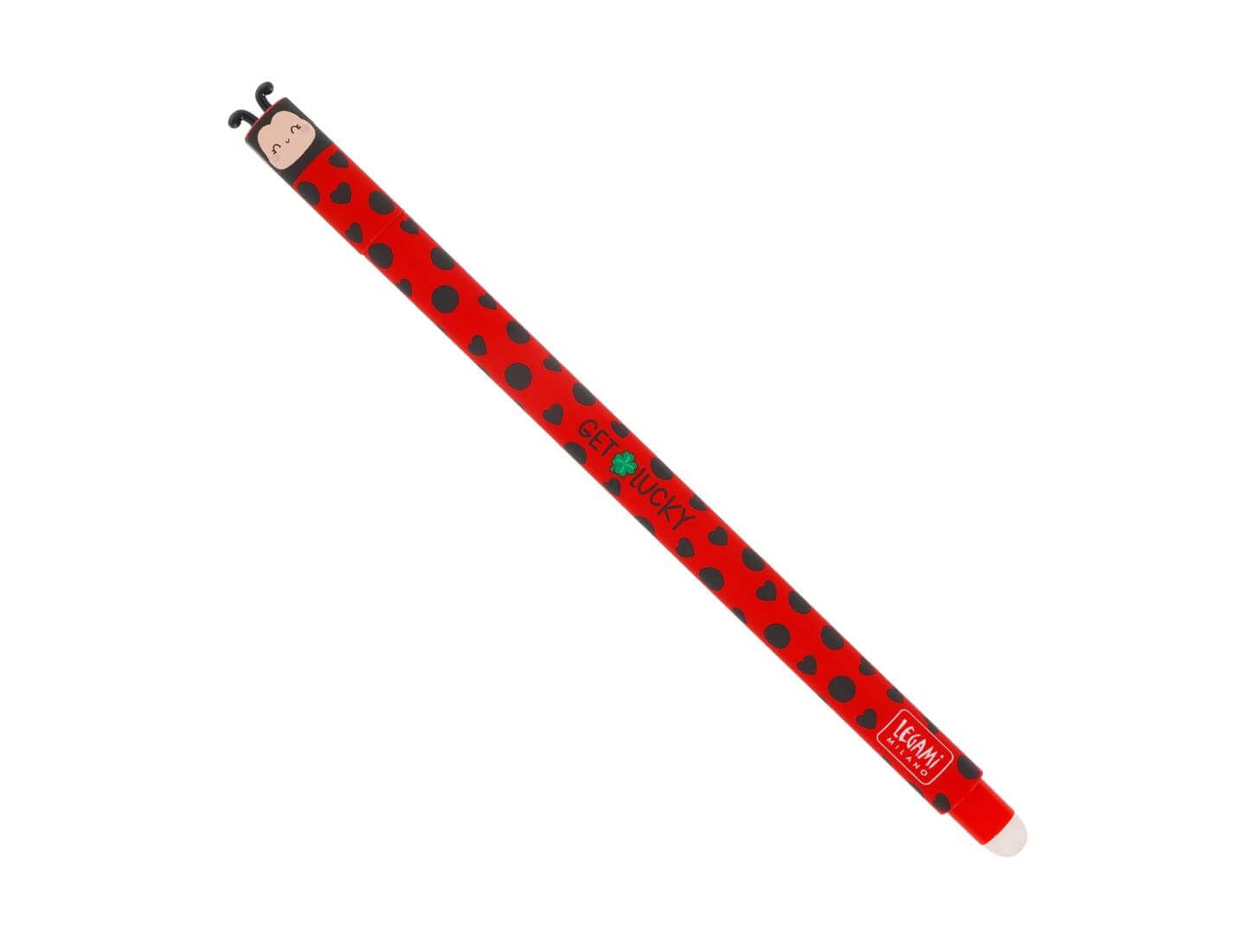 LEGAMI Löschbarer Gelschreiber mit 0,7 mm Spitze, nachfüllbarer Radierstift, rote Tinte, "Get Lucky Ladybug Design" Angebot bei HelloDeals