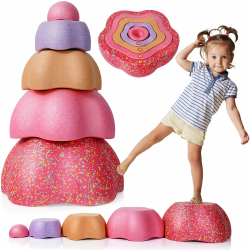 Majestic Sport Rocks, Sensorische Balanciersteine für Kinder – 5er Set – Belastbar, Fördert Gleichgewicht, Motorik & Koordination – Indoor & Outdoor rote Pastellfarben Angebot bei HelloDeals