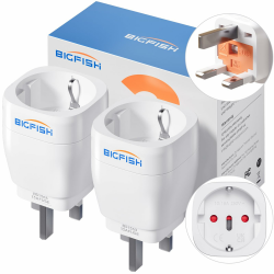 Bigfish UK Adapter 2Pack, Adapter England Deutschland Stecker, Steckdosenadapter England, Reiseadapter UK für EU zu England/Schottland/Irland/Dubai/Maldives, Weiß Ausland UK Angebot bei HelloDeals