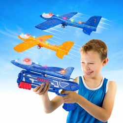 2 Stück Flugzeug Spielzeug, Wurfgleiter Styropor Flieger mit Pistole Kinderspielzeug, Kinder Outdoor Draußen Garten Spiele Geburtstag Weihnachten Geschenke Jungen Mädchen für ab 3 4 5 6 7 8 Jahre Orange Angebot bei HelloDeals