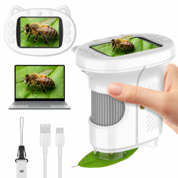 Digitales Mikroskop für Kinder,Hand Mikroskop Digital mit 2.4 Zoll Bildschirm 200x Taschenmikroskop,Wissenschaftliches Lern Spielzeug für ab 3 4 5 6 7 8 9 Jungen Mädchen Geschenke Weiß Angebot bei HelloDeals