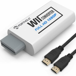 PORTHOLIC Wii Adapter Hdmi,Adapter auf HDMI Konverter mit 1080P/720P Eingang und Ausgang Video und Audio 3,5 mm + HDMI Kabel für alle Anzeigemodi (Weiß) Angebot bei HelloDeals
