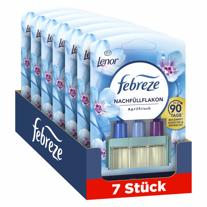 Febreze 3Volution Aprilfrisch Duftstecker Nachfüllflakon 7x20ml, 3 Wechselnde Düfte zum Bekämpfen von Gerüchen Angebot bei HelloDeals