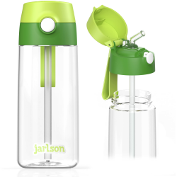 Jarlson® Trinkflasche Kinder Tritan Emi [MIT STROHHALM] - Auslaufsichere Wasserflasche - Kindertrinkflasche Schule & Kindergarten - Water Bottle Kids - BPA Freie Flasche - Kinderflasche (500ml Grün) Angebot bei HelloDeals