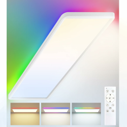 Peasur LED Deckenleuchte Dimmbar Flach 58x20 cm,Deckenlampe 7 RGB Nachtlicht Panel Lampe Fernbedienung Timer Lang Backlight,32W 3500LM 3000K-6500K Lampen für Wohnzimmer Schlafzimmer Kinderzimmer Küche Weiß 58x20cm Angebot bei HelloDeals