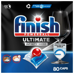 Finish Ultimate Infinity Shine Spülmaschinentabs – Geschirrspültabs für Tiefenreinigung, Fettlösekraft und Glanz mit Schutzschild – 80 Finish Caps 80 stück (1er Pack) Angebot bei HelloDeals