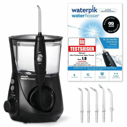 Waterpik Professional Water Flosser, Testsieger 2025, Precision Pulse Technology, TÜV Siegel, bis zu 99,9 Prozent Plaque Entfernung, 6x Aufsätze, 10x individuelle Modi, integrierter Timer, Schwarz Angebot bei HelloDeals