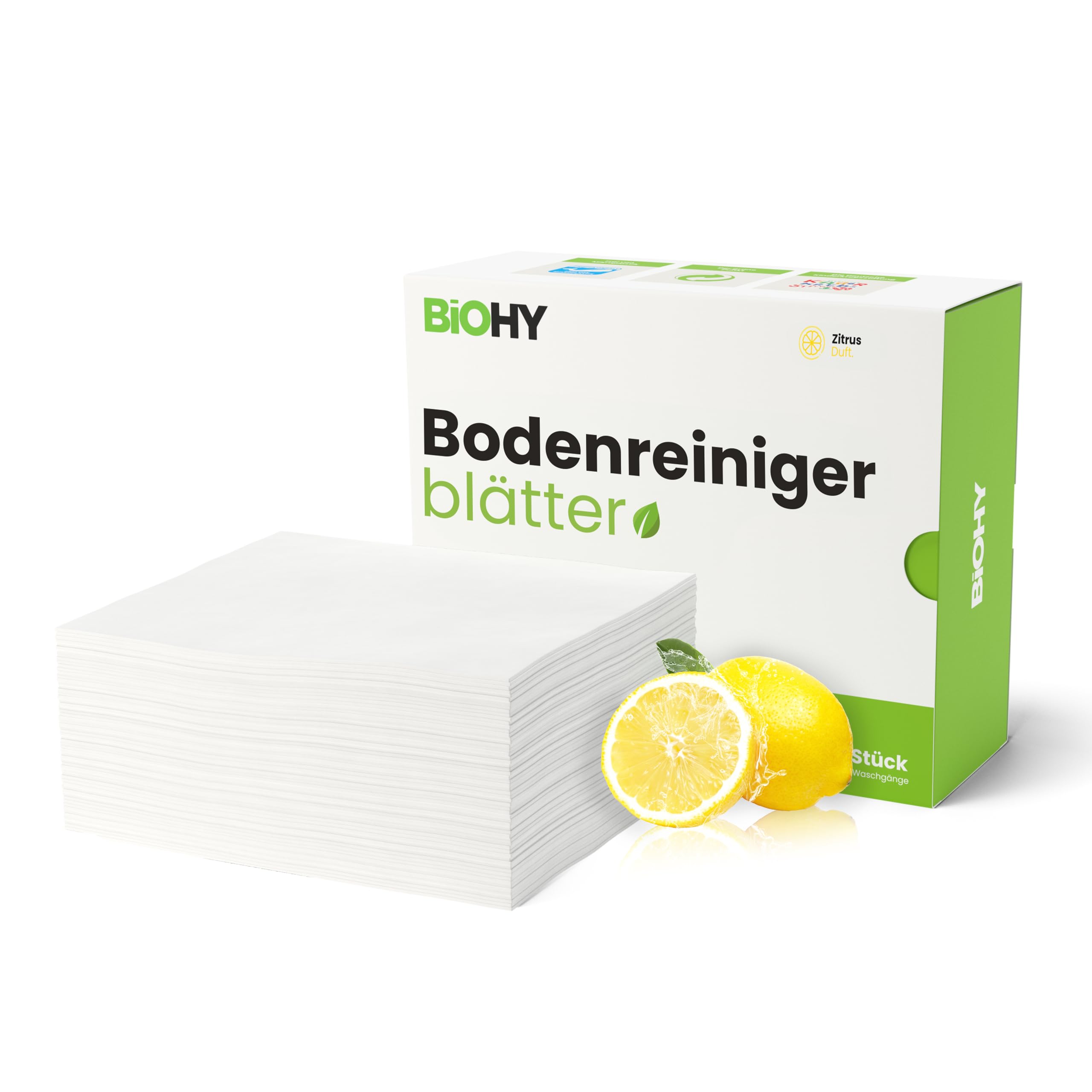 BiOHY Bodenreiniger Blätter (1 x 60 Stück) | Bodenreiniger Konzentrat Alternative | Wasserlöslich & Geeignet für Holz, Laminat, Fliesen, PVC für maschinelle & manuelle Bodenreinigung Bodenreiniger Blätter 60 stück (1er Pack) Angebot bei HelloDeals