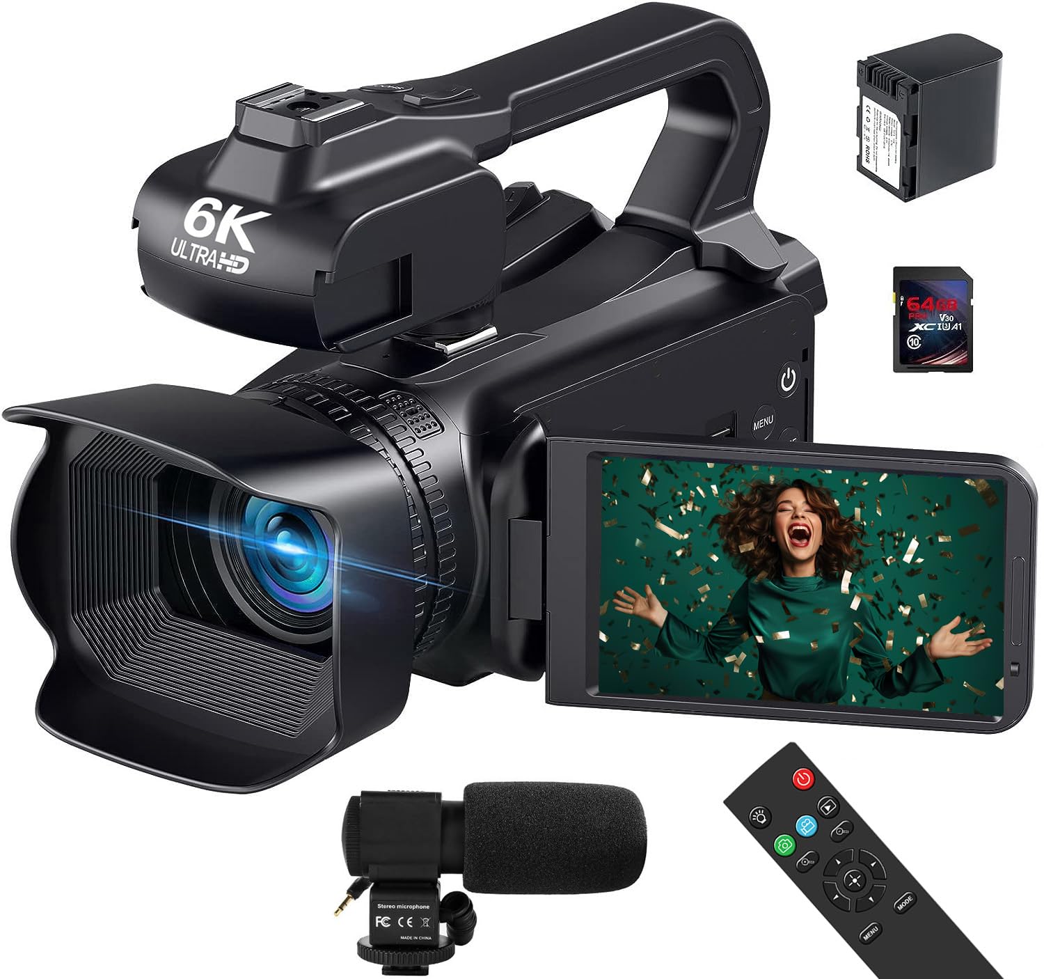 Videokamera 6K 64MP Camcorder für Vlogging, IR Nachtsicht YouTube Kamera WiFi Videocameras, 4.0-Zoll Touchscren 18X Digitalzoom Webcam Camera mit Mikrofon, Batterie, Handstabilisator und Fernbedienung NF95 Angebot bei HelloDeals