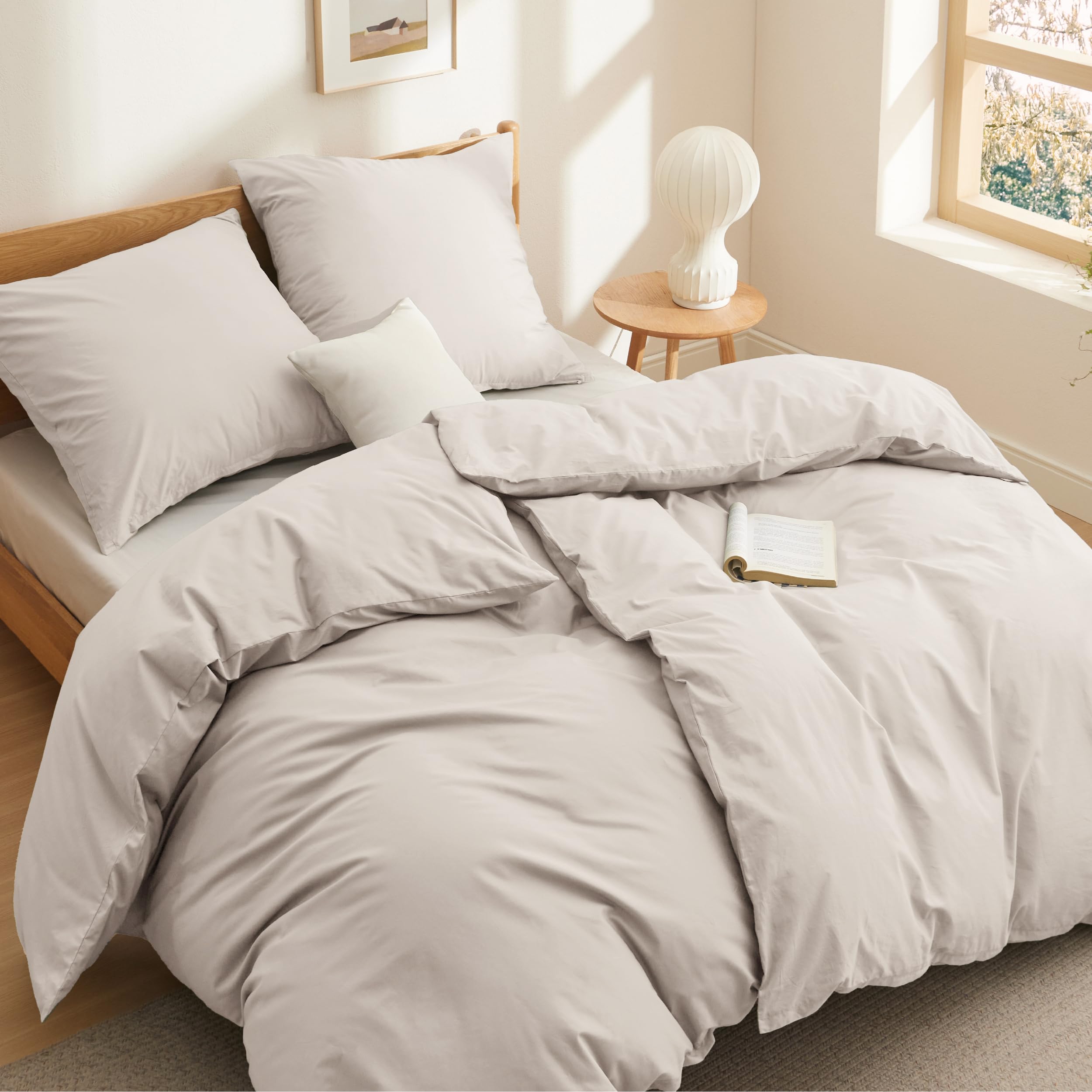 BEDSURE Bettwäsche 135x200 Baumwolle 4teilig - Bettwäsche-Sets Beige Bettbezug 2er Set mit 2 Kissenbezüge 80x80 cm, Oeko-TEX Bedding Natur mit Reißverschluss 135 x 200 cm 4 teilig Beige Angebot bei HelloDeals