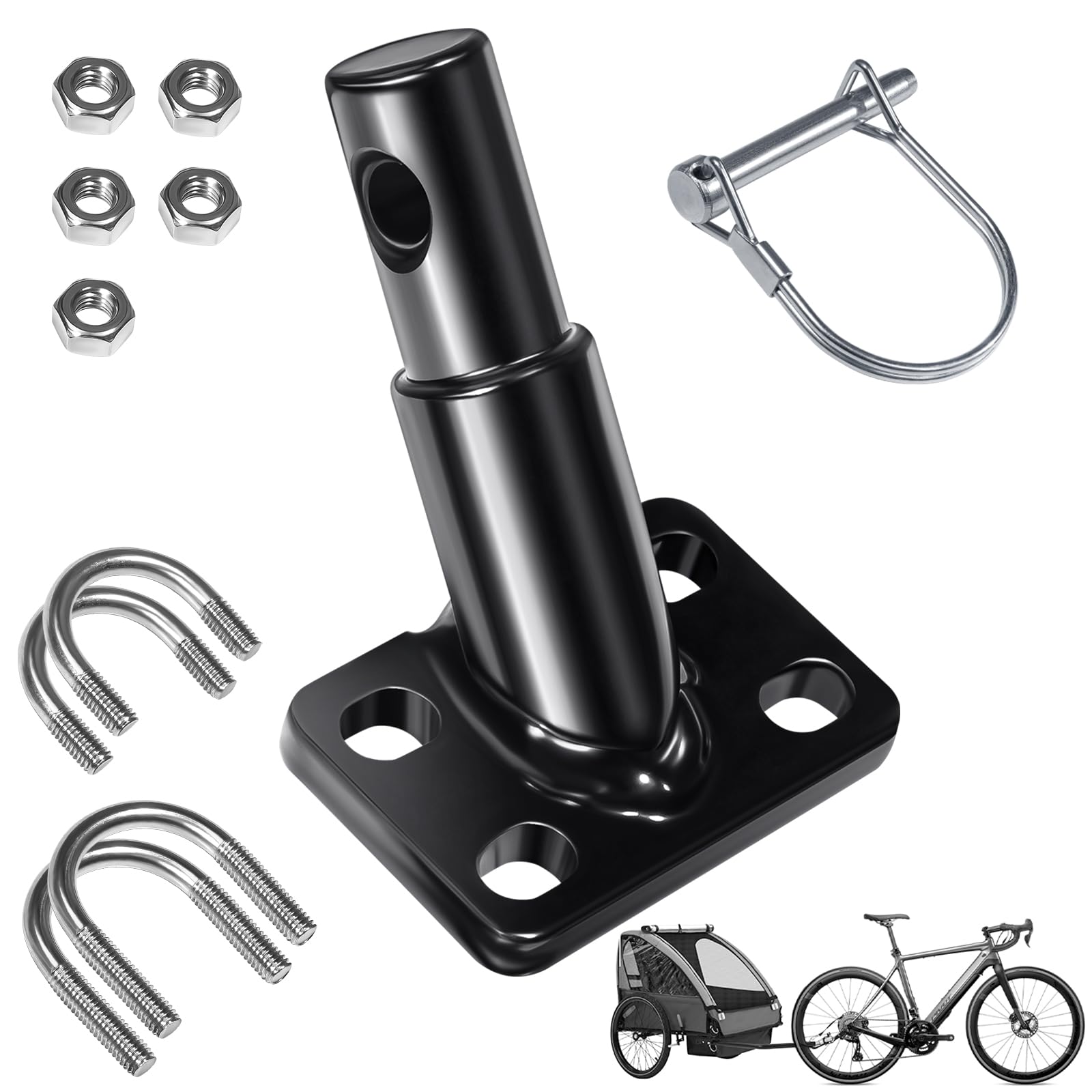 Fahrradanhänger Kupplung, Fahrrad Anhängerkupplung Universal mit Doppelter Sicherungsstift für Kinderanhänger, Hundeanhänger, Lastenanhänger - Robuste & Hochfeste Stahlkonstruktion Angebot bei HelloDeals