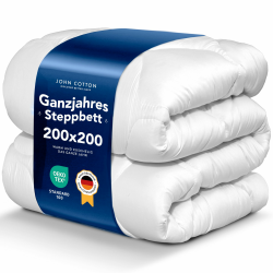 John Cotton New Way Bettdecke 200x200cm - Innovativ & Atmungsaktive Steppdecke für Allergiker | Oeko-Test Zert. Bettdecken | Ideal Schlafdecke für Frühling & Herbst | Microfaser Decke 200 x 200 cm Medium Ganzjahresdecke 200 x 200 cm Angebot bei HelloDeals