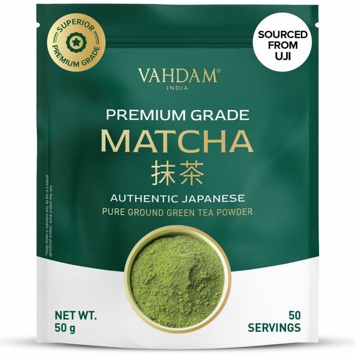 VAHDAM, Premium Matcha Grüntee, 50g | Hochwertiges Premium Matcha Pulver aus Uji, Japan | Sanfter, ausgewogener Geschmack | Ideal für Tee, Lattes & Smoothies Angebot bei HelloDeals