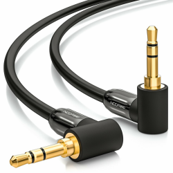deleyCON 2m Klinkenkabel 3,5mm AUX Kabel Stereo Audio Kabel Klinkenstecker 90° Gewinkelt für PC Laptop Handy Smartphone Tablet KFZ HiFi-Receiver Schwarz 2 M Angebot bei HelloDeals
