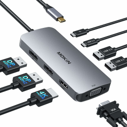 Docking Station Dual DisplayPort, 8 in 1 Laptop Docking Station USB Hub mit 2 DP, 1 HDMI, VGA, USB C 2.0&USB A 2.0, PD 100W, Multi Monitor USB C Adapter für Surface/HP/Lenovo Laptops 8 in 1 (2 DP+HDMI+PD) Angebot bei HelloDeals