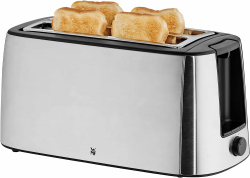 WMF Bueno Pro Langschlitz-Toaster aus Edelstahl für 4 Brotscheiben, mit Brötchenaufsatz, Aufknusper- und Auftaufunktion, 6 Bräunungsstufen – stilvoll für knusprigen Genuss im modernen Küchenambiente Angebot bei HelloDeals