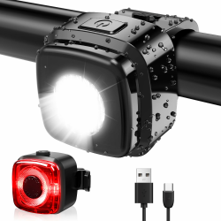 Antimi Fahrradleuchten-Set, StVZO-zugelassen Beleuchtungsset Led IPX5 Frontlicht + Rücklicht Fahrradlicht Set USB Typ C Weiß, Rot Angebot bei HelloDeals