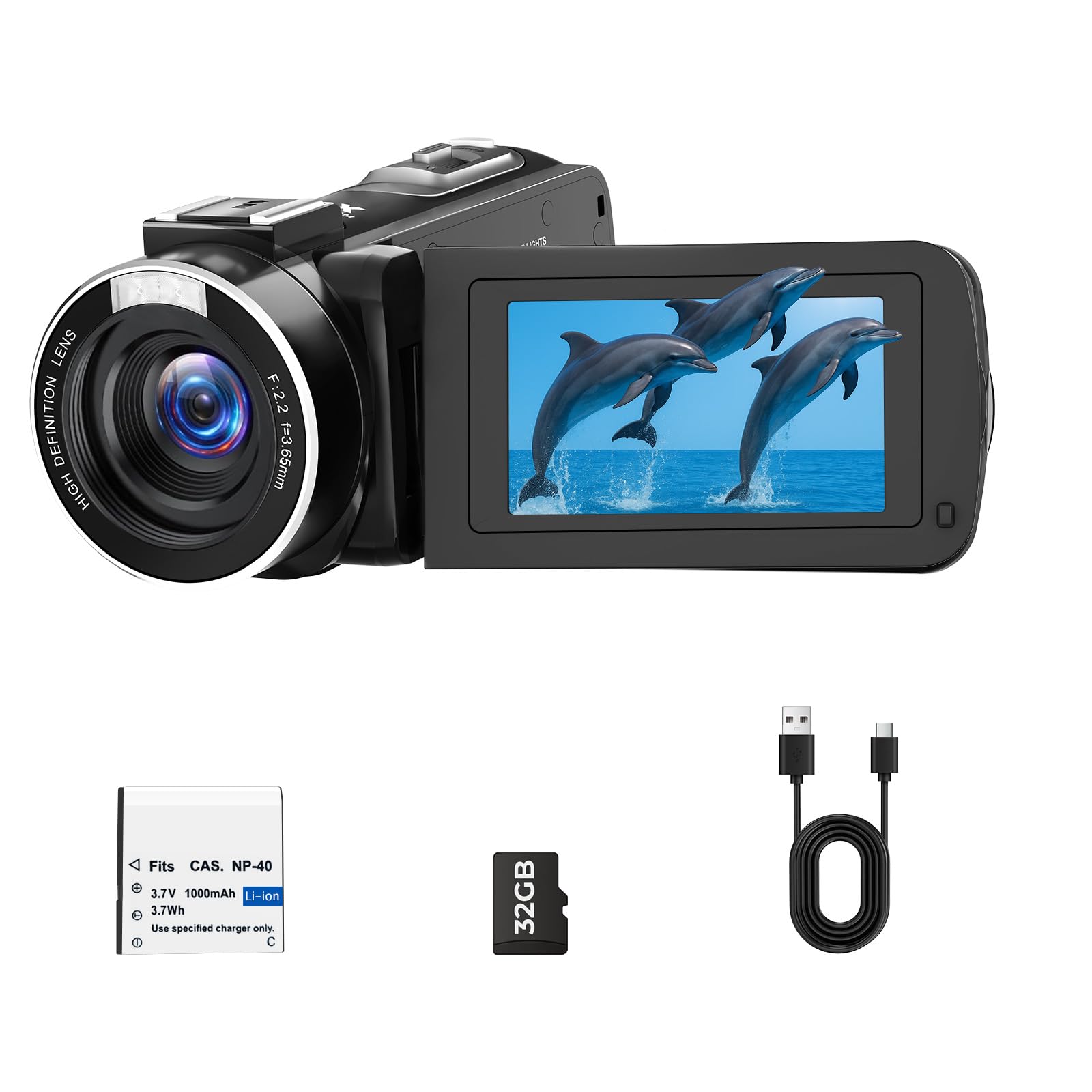 Camcorder Videokamera 1080P Vlogging Kamera für YouTube 48MP 18X Digitalzoom Digital Camcorder mit LED-Fülllicht, 3" 270° drehbarer Bildschirm Digitalkamera mit 32GB Karte & Akku 1080P-48MP Angebot bei HelloDeals