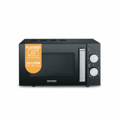 Severin Mikrowelle mit Glasboden, Flatbed (flacher Hohlraum für große Speisen), zum Auftauen und Erhitzen, Mikrowellengerät mit großer Nutzfläche für eckiges Geschirr, schwarz-silber, MW 7761 Schwarz 20L Solo Angebot bei HelloDeals