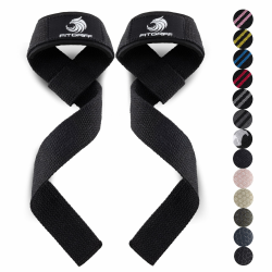 Fitgriff® Zughilfen (gepolstert) für Krafttraining, Bodybuilding, Fitness - Kreuzheben Gurte - Lifting Straps - für Frauen und Männer Standard (Handgelenk über 16cm) Black Original Angebot bei HelloDeals