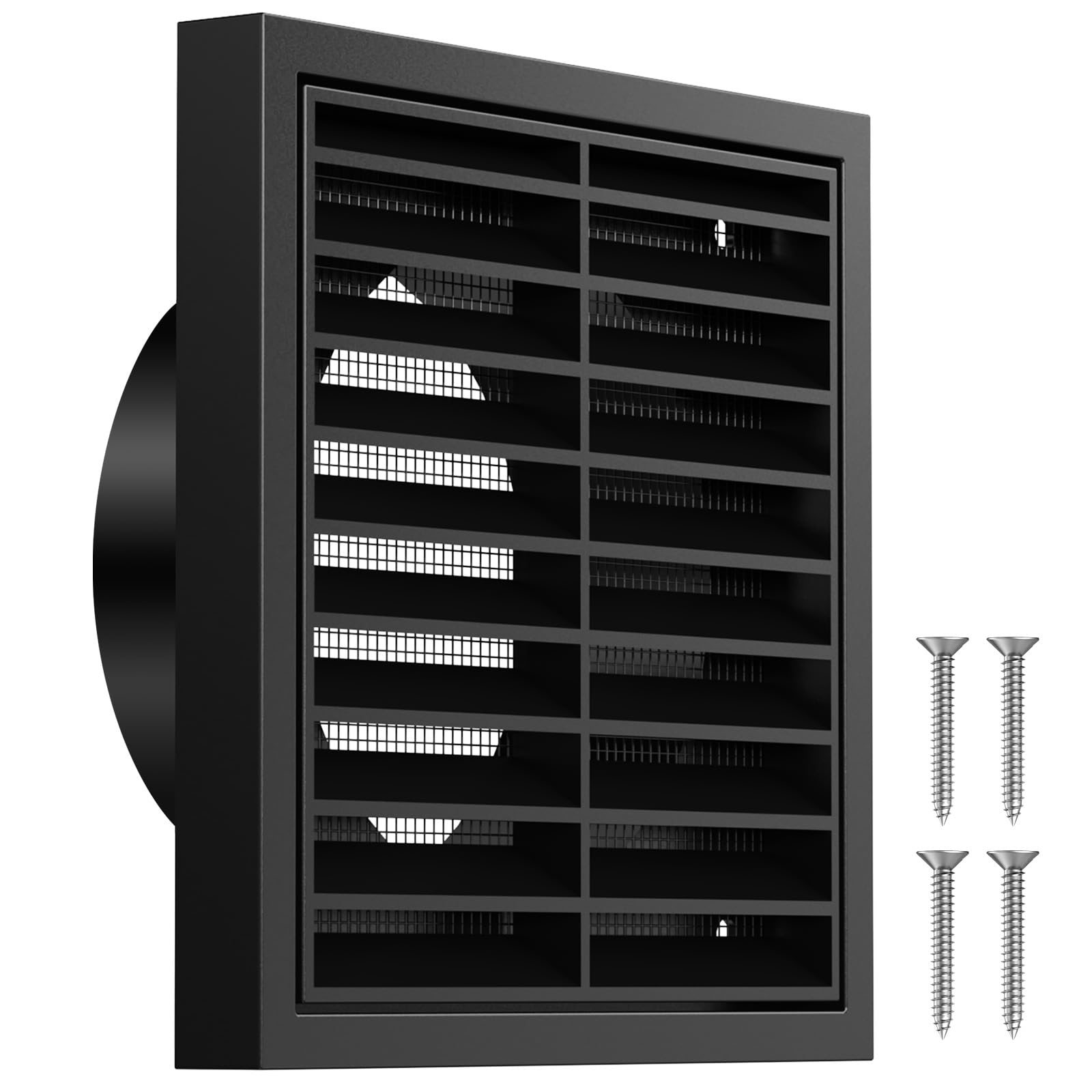 Hon&Guan 100mm Lüftungsgitter Rechteckig mit Integrierter Insektenschutz, ABS Abluftgitter Lüftungsabdeckung Flansch Gitter für Badezimmer, Garage, Küche, Dunstabzug Außen, Trockner, Dachboden Schwarz 100mm Schwarz Angebot bei HelloDeals