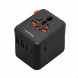 TESSAN Reiseadapter Weltweit mit USB C, Reisestecker Adapter Weltweit mit 5 USB Gesamtleistung 28W, Universal Travel Adapter, Internationale Netzadapter für UK USA Italien Japan Australien, Schwarz 5USB(3 USB C)-28W-Schwarz Angebot bei HelloDeals