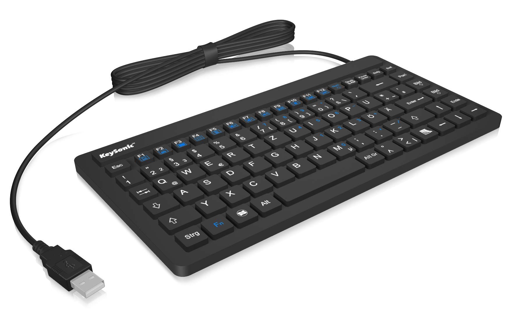 KeySonic KSK-3230IN (DE) Wasser-/Staubdichte Mini-Tastatur (USB-kabelgebunden) aus Silikon mit 12 Funktionstasten (schwarz) Angebot bei HelloDeals