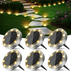 Peasur 6 Stück Solar Bodenleuchten Aussen, 8 LED Solarlampen für Außen Garten Wetterfest, Solarleuchten Gartenbeleuchtung für Boden Weg Rasen Gehweg Warmweiss 6 Stück Warmweiss Angebot bei HelloDeals