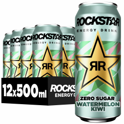 Rockstar Energy Drink Watermelon Kiwi Geschmack - Zero Sugar - Koffeinhaltiges Erfrischungsgetränk ohne Zucker für den Energie Kick, EINWEG (12 x 500ml) (Verpackungsdesign kann abweichen) Watermelon Kiwi Zero Sugar 12x0,5l Angebot bei HelloDeals