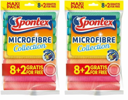 Spontex Microfibre Allzwecktücher 8+2 Gratis, 1 Packung - Bunte Mikrofasertücher (Packung mit 2) Collection 10er Pack 30 x 30 cm Angebot bei HelloDeals