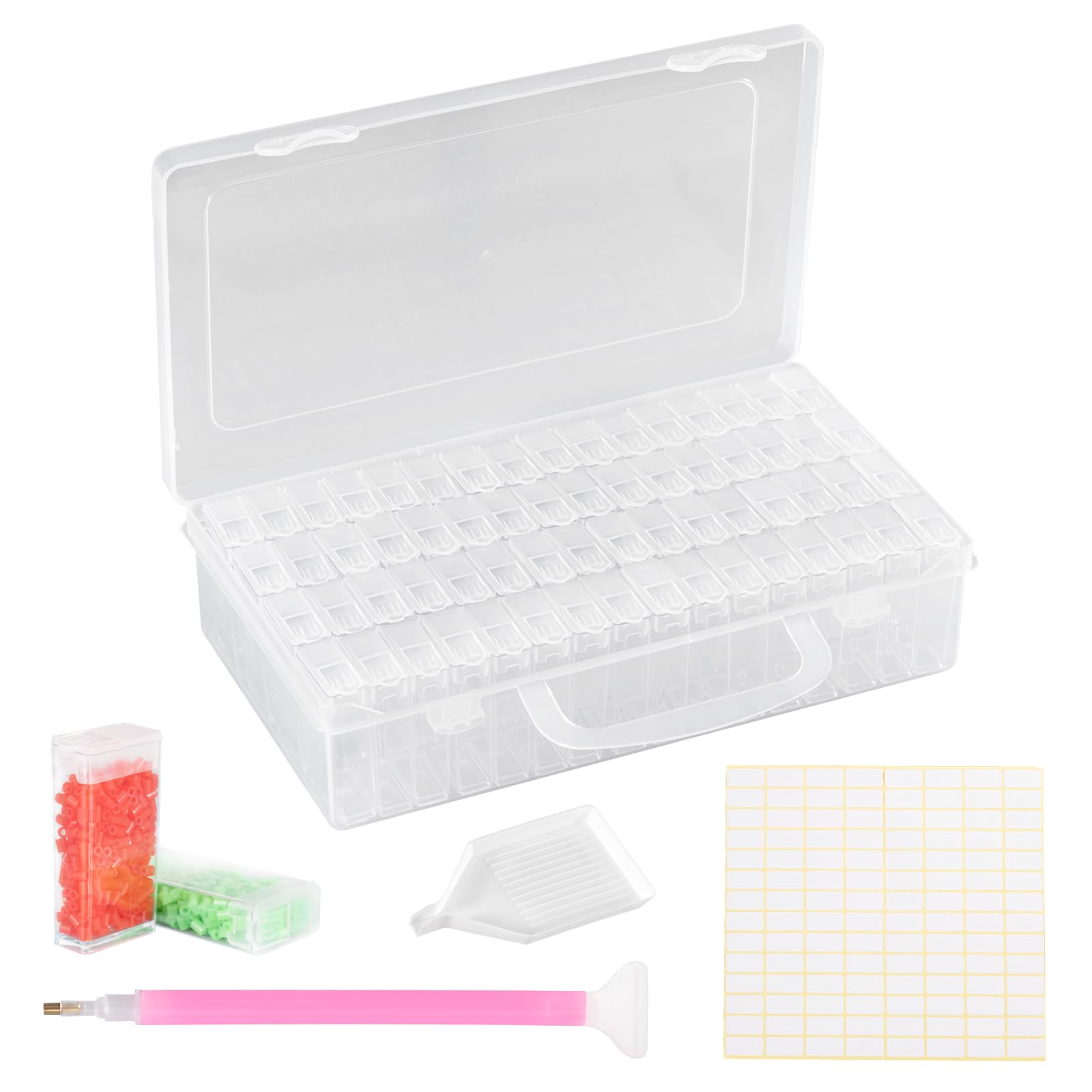 Diamond Painting Zubehör Boxen, 64 Stück 5D Diamond Painting Aufbewahrungsbox mit 128 Etiketten für Diamanten, Perlen und anderes DIY-Zubehör. (64 Stück) Angebot bei HelloDeals