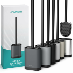 Engelbach® Klobürste Silikon mit Edelstahl Griff & Halter – Antibakterielle Toilettenbürste Wandmontage ohne Bohren – WC Bürste, Toilet Brush inkl. Ersatzbürstenkopf, dunkelgrau Anthrazit Angebot bei HelloDeals