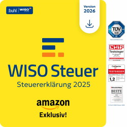 WISO Steuer 2026 Amazon Exclusiv (für Steuerjahr 2025) Für Windows, Mac, Smartphones und Tablets | Digitaler Download WISO Steuer 2026 (für Steuerjahr 2025) Amazon Exklusiv Aktivierungscode per E-Mail Angebot bei HelloDeals