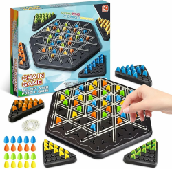 Triggle Spiel,Triggle Gummibänder Brettspiele,Urlaubs- oder Geburtstagsgeschenk Game für Erwachsene Jungen und Mädchen ab 9 Jahren, Chain Triangle Orbito interaktive Brettspiele Blue Angebot bei HelloDeals