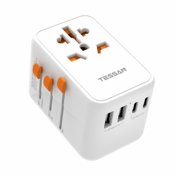 TESSAN 100W GaN Reiseadapter Weltweit, Schnellladung Adapter, Stromadapter mit 3 USB C und 2 USB A, Reisestecker für USA UK Italien Thailand Kanada Japan Australien, Steckdosenadapter 5USB(3 USB C)-100W Angebot bei HelloDeals