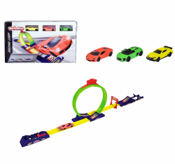 Majorette - Racing Loop – Startbahn – Autostarter – Looping und Sprung – 3 Fahrzeuge inklusive – ab 3 Jahren – 212051027 Angebot bei HelloDeals