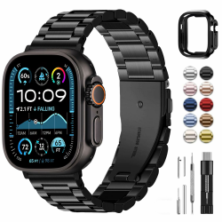 Fullmosa Metallarmband Kompatibel mit Apple Watch Armband Ultra 49mm, Metall Ersatzarmband für iwatch Ultra 3 2 1 49mm, Schwarz 49mm(Ultra3/2/1) Schwarz Angebot bei HelloDeals